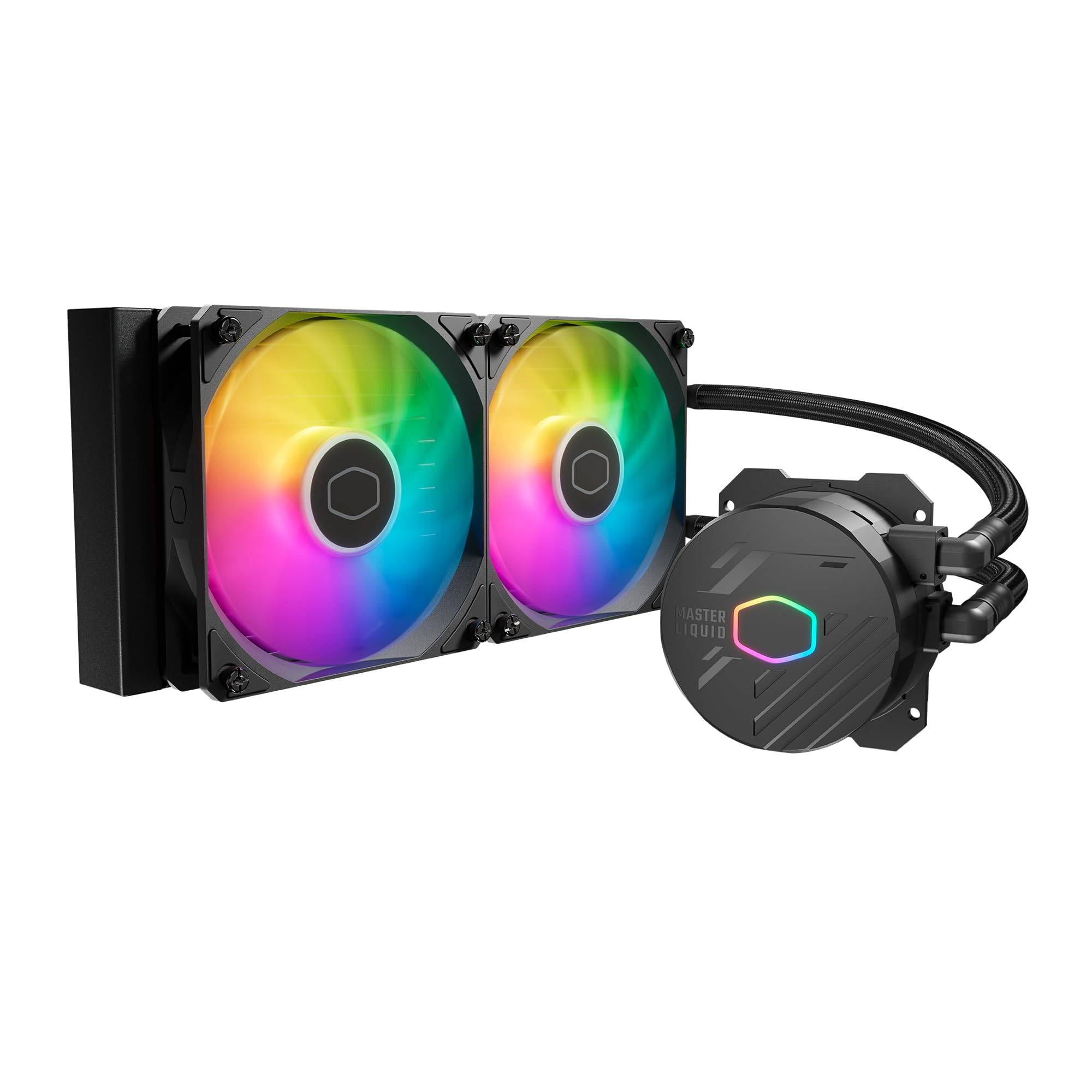 Cooler Master MasterLiquid 240L Core 240mm Closed Loop AIO Liquid Cooler ARGB Sync Gen S Cold Plate Pump 120mm PWM CryoFuze AMD Ryzen Intel Black svart