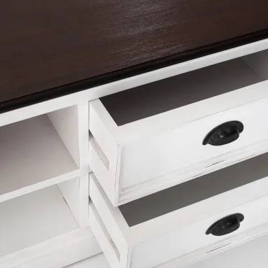 NOVASOLO HALIFAX ACCENT HVID PATINERET & DYB BRUN STORT TV BORD M/4 SKUFFER - 180
