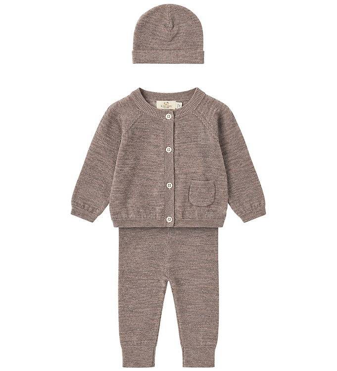 Copenhagen Colors Babysæt - Cardigan/Bukser/Hue - Uld - Noos - N - Copenhagen Colors - 56 - Cardigan