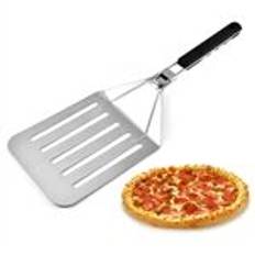 Foldbar 430 rustfrit stål pizza kagespatel pizza peel riflet spatel, størrelse L (BPA-fri, ingen FDA-certifikat)