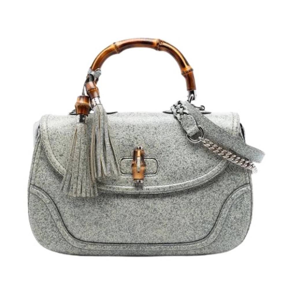 Gucci Vintage Pre-owned Bamboo Satchel - Vintage - Dame - Grå - ONE SIZE - Uld