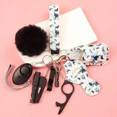 9 PCS Safety Self Defense Keychains For Women, Wristlet Strap Keychain Set With Personal Alarm&Window Breaker,Self Protection Keychain Accessories Kit - Multicolor - Black,Purple,Red,Green,Pink,Blue Butterfly,Tie-dye Animal Print,Orange Color