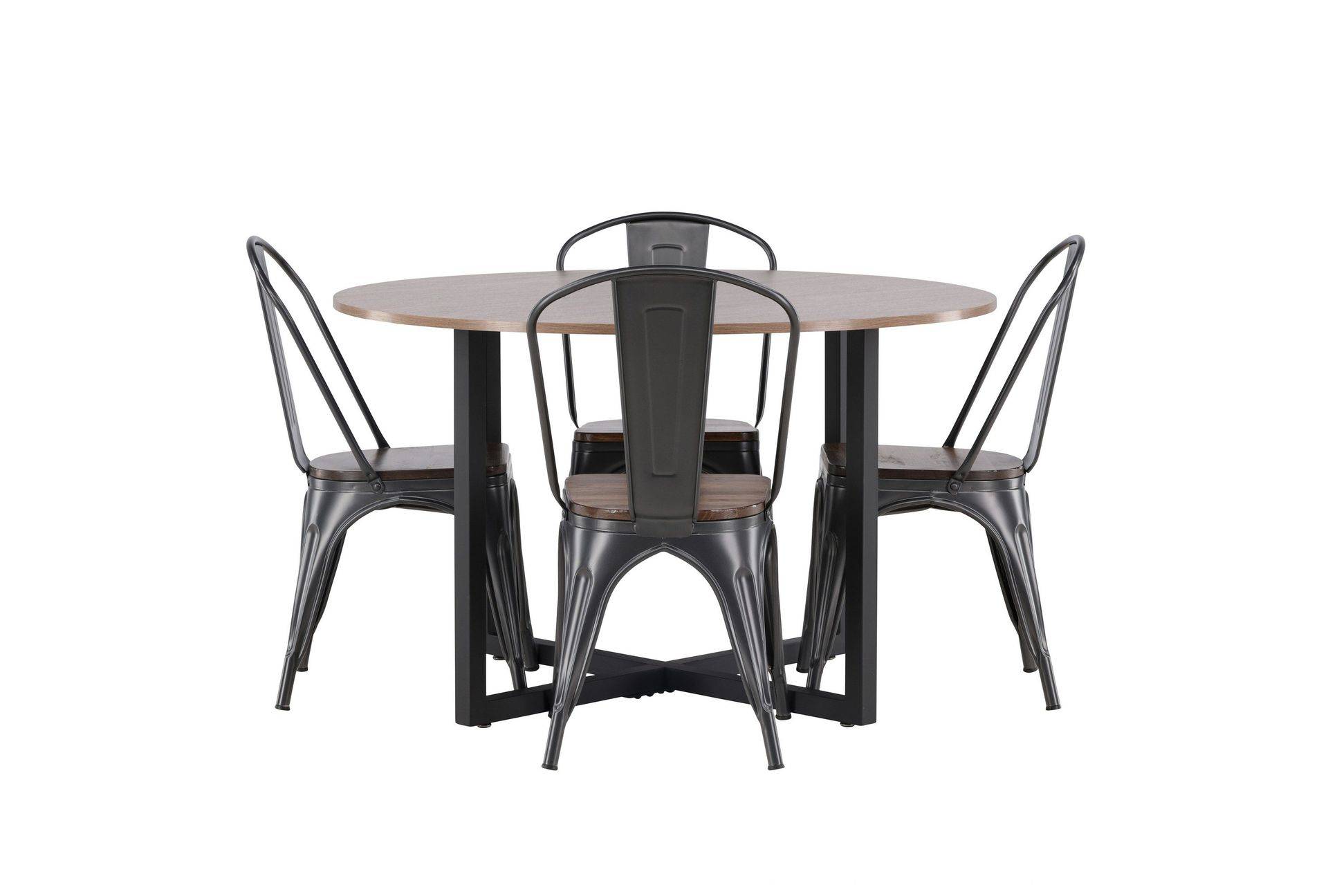 Venture Home Durango Matgrupp 120 cm Rund med 4 Tempe Stolar - Valnöt Matgrupper Brun Trä