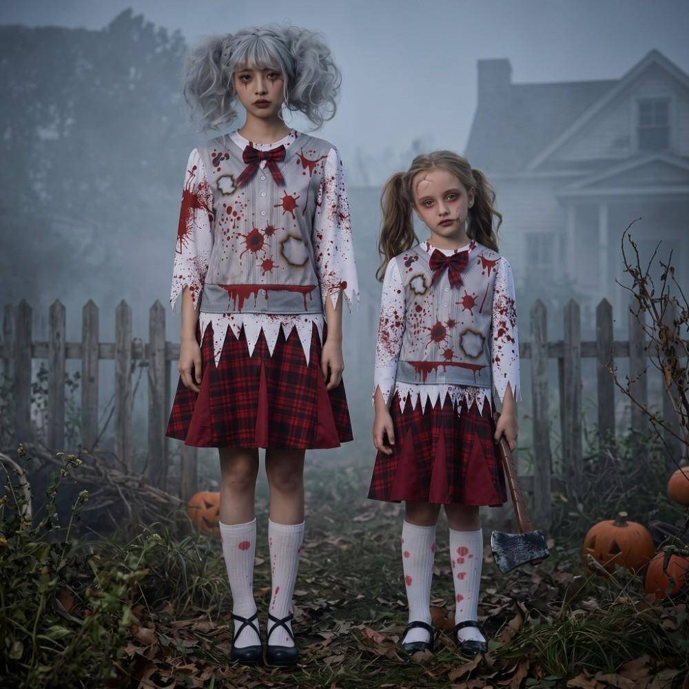 Läskig Zombie Cosplay Kostym Skrämmande Blodig Klänning Läskiga Verktyg Halloween Zombie Kostym Halloween cm