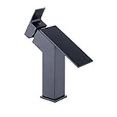 Black Waterfall Badrumsblandare Enkelhålsvattenkranar för varmt och kallt vatten Moderna handfatsblandare med ett handtag Lämplig för familjer, hotell, lägenheter etc.