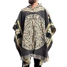 Gamboa alpacka ull poncho herr filt poncho huva cape Pancho män mexikansk ullponcho vinter cowboy hippie jacka, Grå aztec, one size