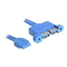 Delock USB 3.0 Pin Header - USB intern til ekstern kabel - 19 pin USB 3.0 samlekasse (hun) til USB Type A (hun) - 45 cm - blå