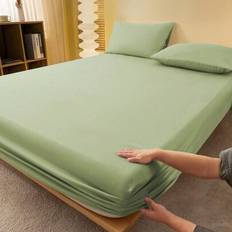 2/3pcS Solid Color Avocado Green Fitted Sheet Set (1Pc Fitted Sheet+1/2pcs Pillowcases), Mattress Protector, Mattress Cover For Bed, Bed Sheet Set, So - Sprout Green - Multi-size