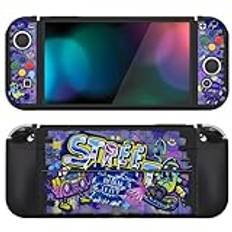 PlayVital Skyddsfodral för Nintendo Switch OLED,TPU-Fodral för Switch OLED,ZealProtect Protective Case Joycon Grip Cover för Switch OLED med Tumgreppsskydd&ABXY Knappar-Gatukonst