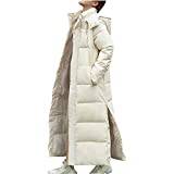 Sawmew Dunjacka Dam Lång Vinterjacka Lång Dunjacka Varm Parkajacka Med Huva Quiltad Jacka Vinterjacka Ledig Dunjacka (Color : Beige, Size : L)