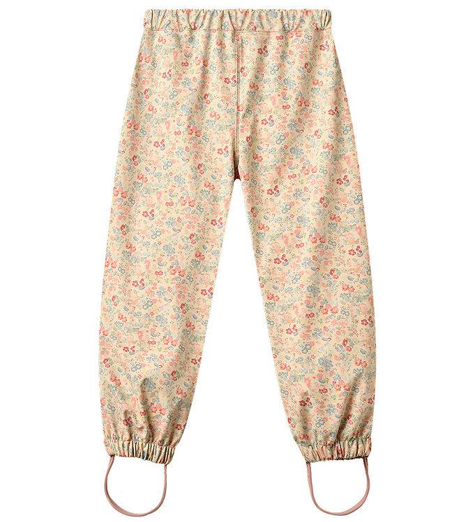 Wheat Regnbyxor - PU - Olo - Blommor Anka Snäckskal - Wheat - 5 år (110) - Regnbyxor