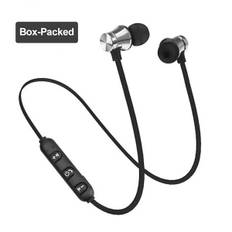 Trådlösa magnetiska Bluetooth-hörlurar med handsfree-headset och brusreducerande mikrofon för Huawei Xiaomi Samsung with box silver329