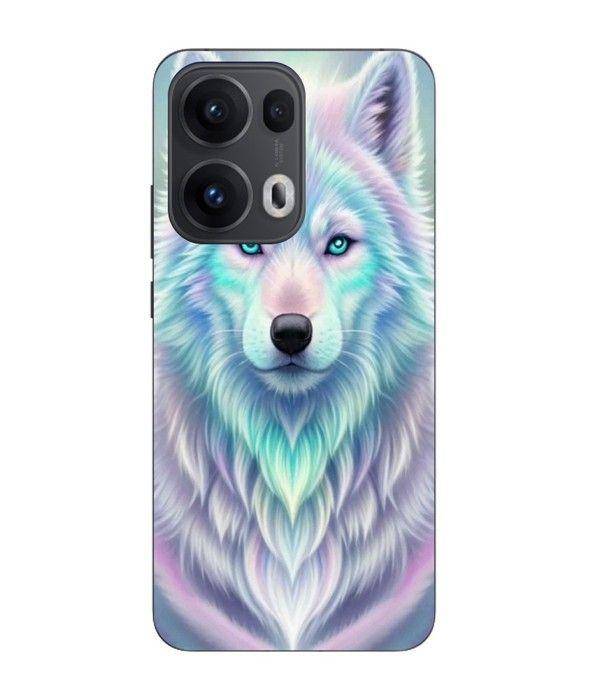 Maniacase Case For Oppo Reno 13 Pro 5G White Wolf Purple Reflection