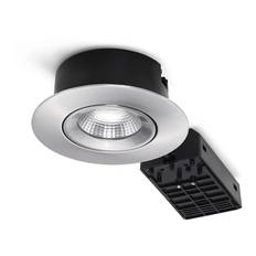 Nordtronic Velia ECO LED indbygningsspot, 230V, 7W, 2700/3000/4000K, CRI90, 500lm, rund, børstet aluminium - 6 stk