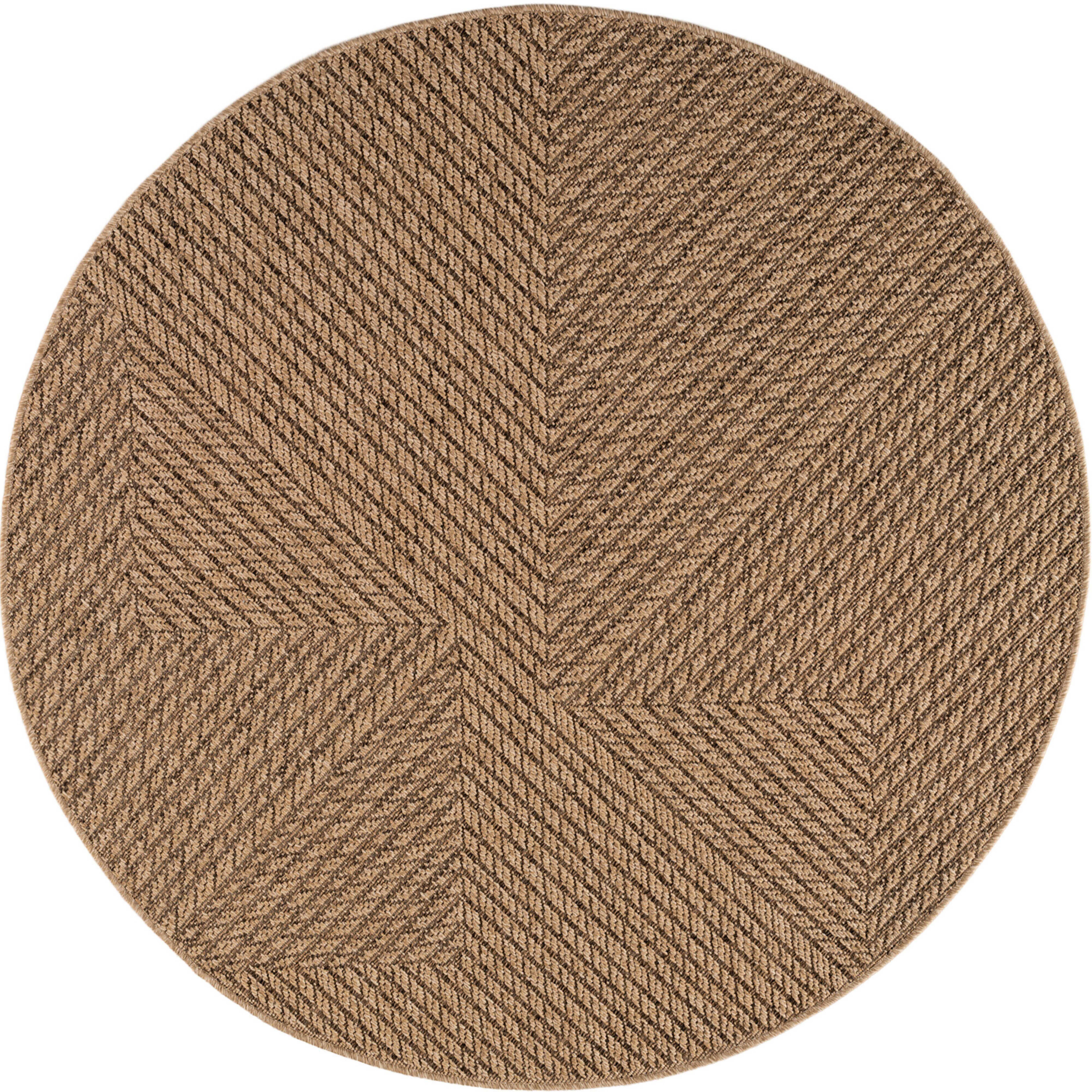 TIMBER rundt in- og udendørs tæppe i jute-optik - beige - 160 x 160 cm