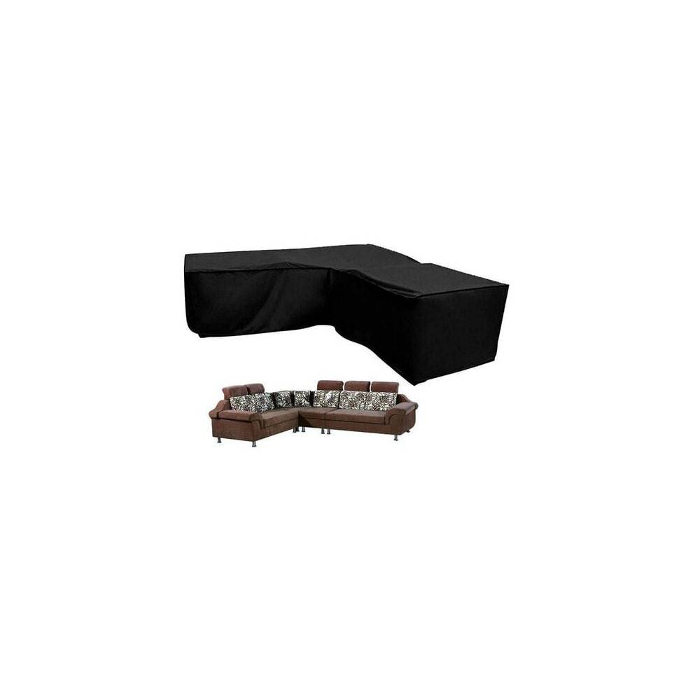 Robust udendørsmøbelbetræk, vandtæt. 210D Oxford-stofsofabetræk med klik-lukke-stropper til L-formet terrassesofa (200x270 cm).