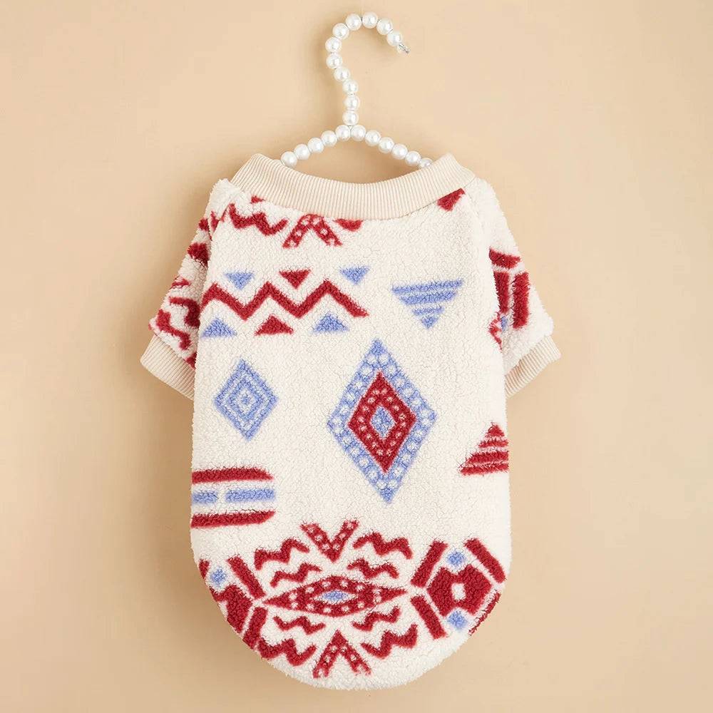 Fleece Winter Sweater for Cats & Small Dogs - White Totems / XS / SPC (XS)