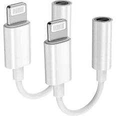 2-pak Apple Lightning til 3,5 mm hovedtelefonstik adapter, aux-lyd hovedtelefon/hovedtelefonadapter stereokabel til iPhone 7/7 Plus/8/8 Plus/x/xs