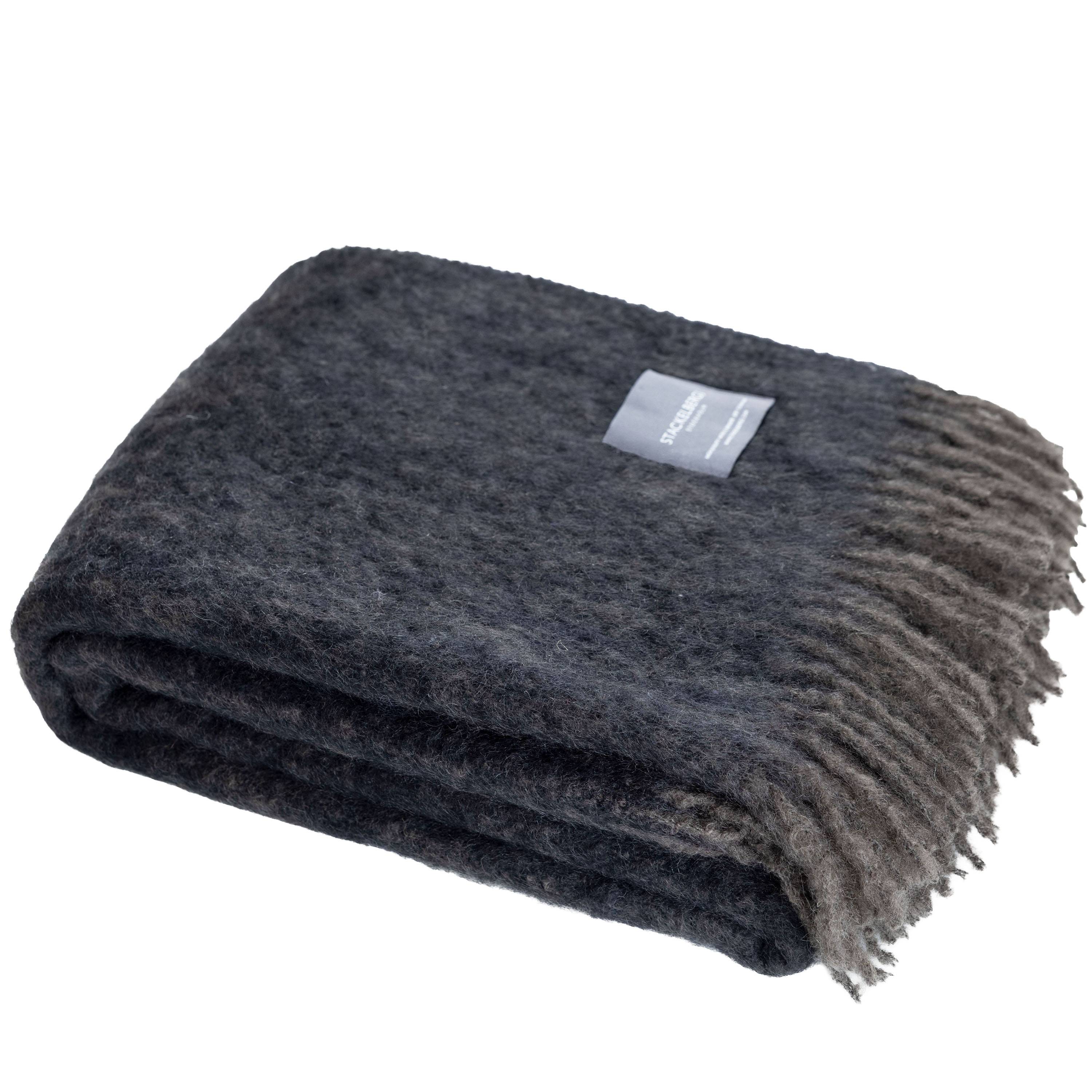 Stackelbergs - Mohair Pläd Charcoal & Black Melange från Sleepo - Grå ((LxB): 130 x 170 cm)