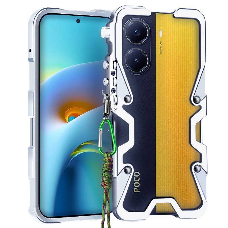 Lyxigt Metall Aluminium Stötfångare Pansar Fodral för Xiaomi Poco X7 X6 X5 F7 F6 F5 M6 Pro / F7 Pro / Ultra X6 Neo Stöttåligt Bakfodral black