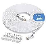 Gulaey Cat6 Ethernet-kabel, långa internetkablar, höghastighetslappkabel, platt design, 1Gbps för 250 MHz/s UTP för konsol, PS3, PS4, PS5, Switch, router, modem, lapppanel, PC, TV, hemmakontor (20M)