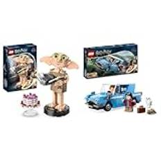 LEGO Harry Potter Dobby der Hauself Set, bewegliche ikonische Figur, Spielzeug & Harry Potter Fliegender Ford Anglia, baubares Spielzeug-Auto für Kinder