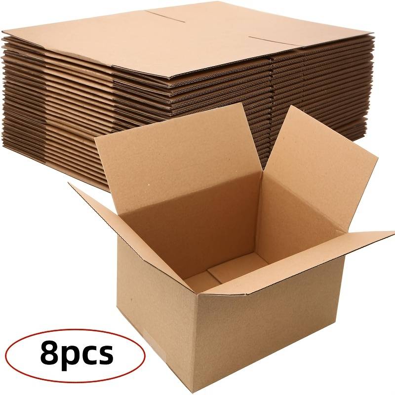 TEMU 8pcs Of Corrugated Cardboard Boxes For Storage And Organization, Reusable Shipping Boxes Suitable For Transport, Everyday Packaging, Moving, Shipping, And Storage, Gift Packaging Boxes