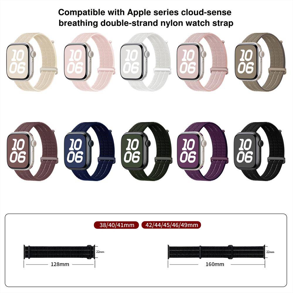 Unisex Andningsbar Nylonarmband för Träning för Apple Watch Band Serie 8/7/6/10/11 40mm 41mm 38mm 42mm 44mm 45mm 46mm Rem brun