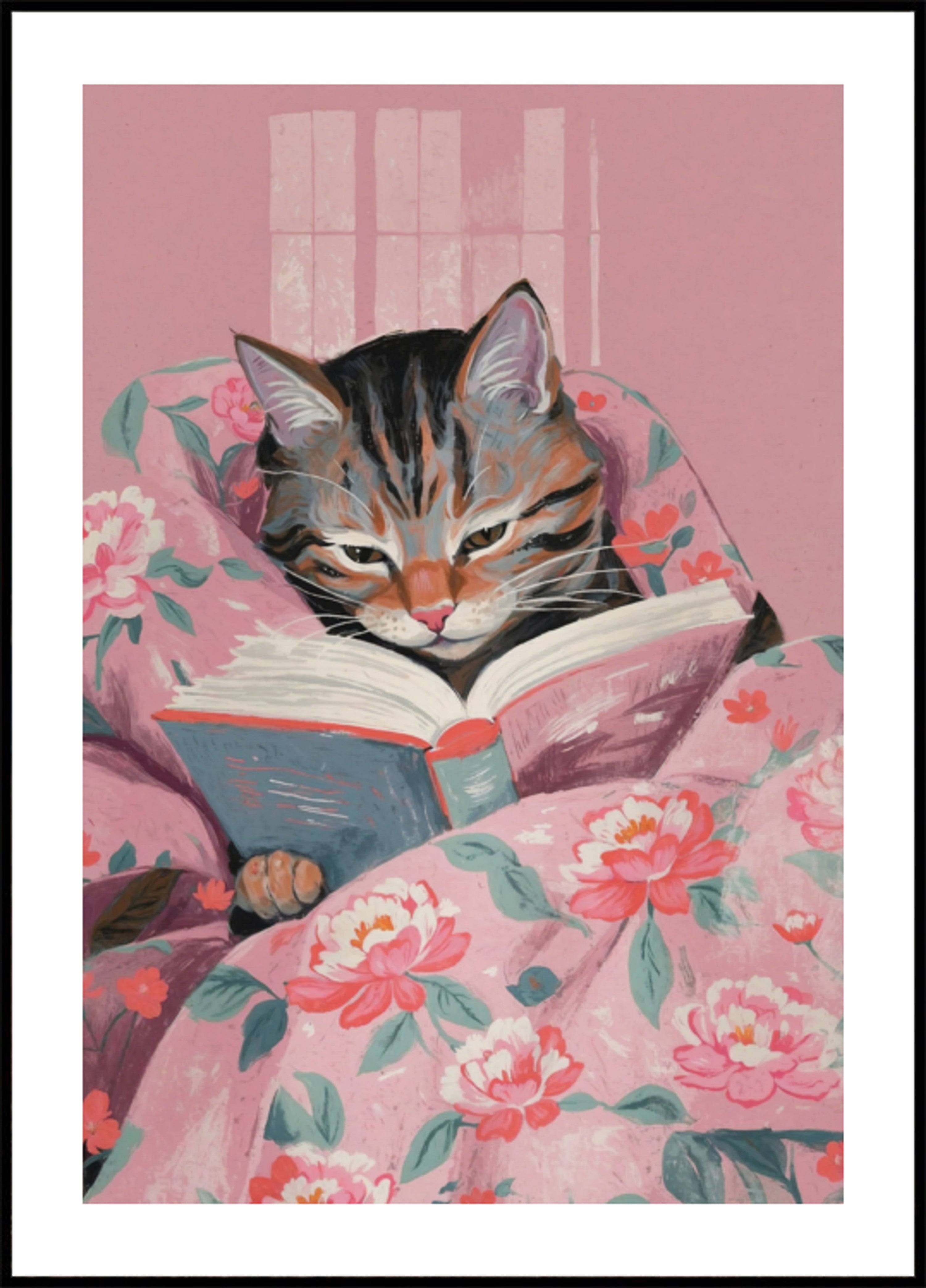 Cozy Cat Reading (50x70) - Plakater > Osorterade verk, BD