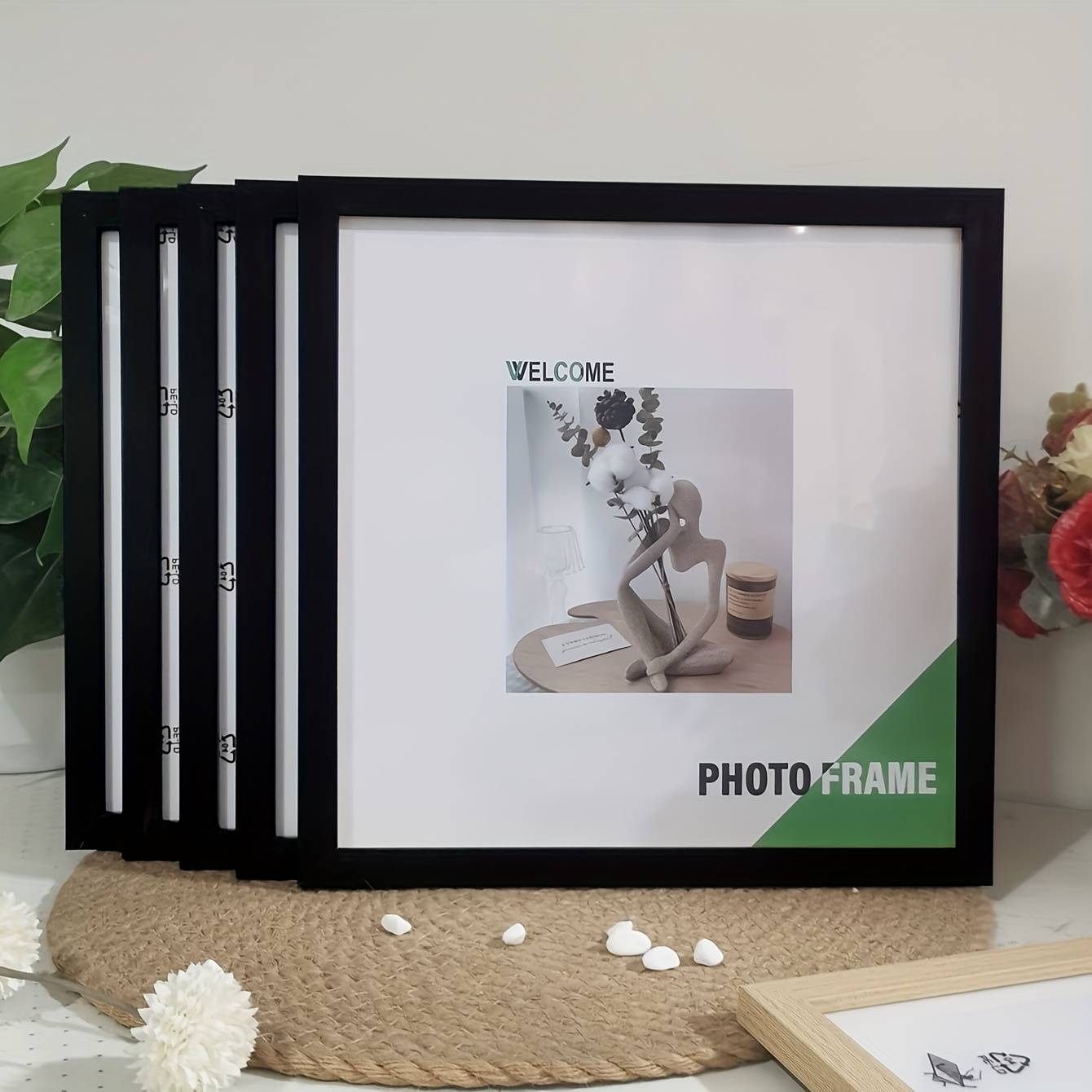 5-pack Square Photo Frames Set 15/20/25/30cm - Modern Wall & Tabletop Frames With Acrylic Glass, 3 Colors Minimalist Home Office Decor, Photo Display Gift (fits 6x6 To 12x12 Inches)