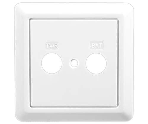 EDISION Antennuttag skydd universal FPO-200, 2-håls skydd för anslutningsdosor TV/R-SAT, 80 x 80 mm, vit, kompatibel TVT-200, TVE-201, WFO-900 och alla vanliga switchprogram