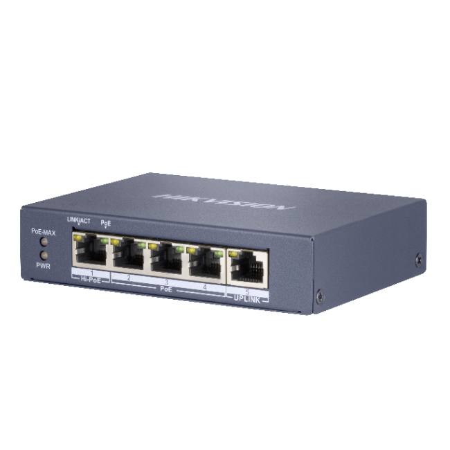 Hikvision DS-3E0505HP-E Unmanaged Hi-PoE Switch 4x Port 1Gbit/s 60W PoE