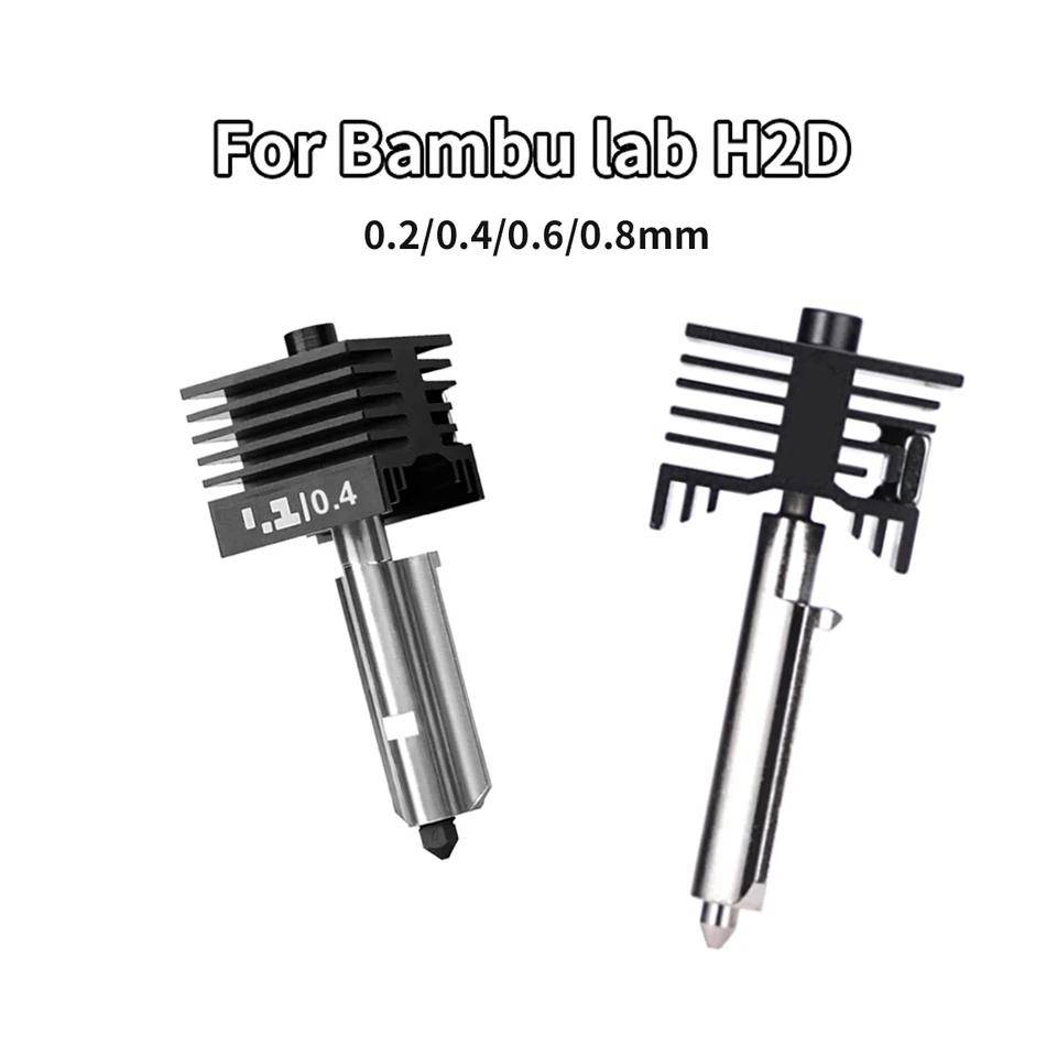 Original H2D H2S H2C Hotend-kit för Bambu Lab Snabbhastighet Varmändesmontering 0,2/0,4/0,6/0,8 mm Härdat stålmunstycke 3D-skrivardel