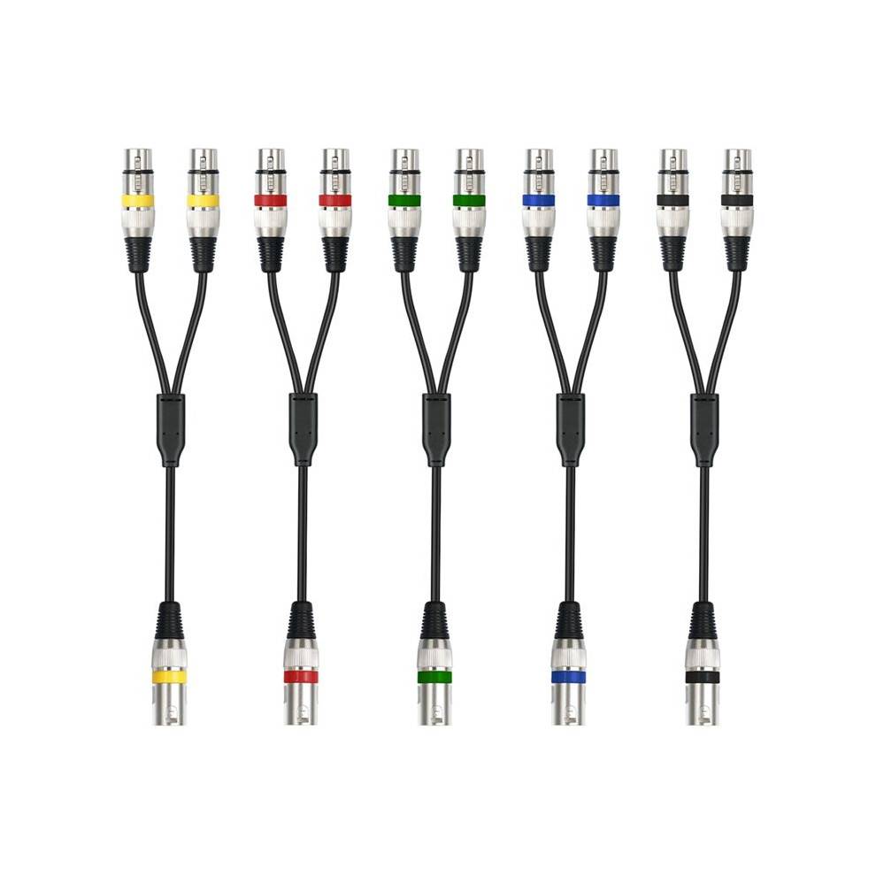 5Pack 1.6FT XLR Female to Dual XLR Male Y Splitter Cable, XLR Splitter 1 Female to 2 Male for Micphone Mixer