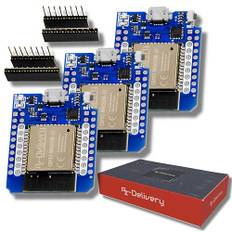 AZDelivery 3 x ESP32 D1 Mini NodeMCU WiFi Modul ESP 32 Bluetooth Internet Entwicklungsboard | kompatibel mit Arduino und kompatibel mit wemos d1 Mini | EIN kostenloses E-Book ist ebenfalls enthalten