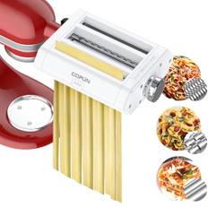 COFUN Nudelaufsatz Set für KitchenAid aus Edelstahl, 3 in 1 Nudelvorsatz für KitchenAid Küchenmaschine, für Kitchenaid Zubehör mit Nudelblattroller Spaghettischneider Fettuccineschneider