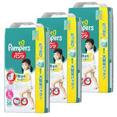 [Pants L size] Pampers Diaper Smooth Care (9~14kg) 174 pieces (58 pieces x 3)