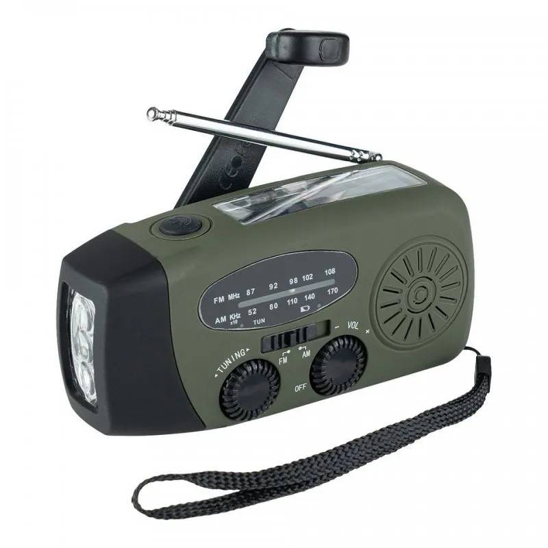 Fosco Vevradio med Solceller, Ficklampa och Powerbank
