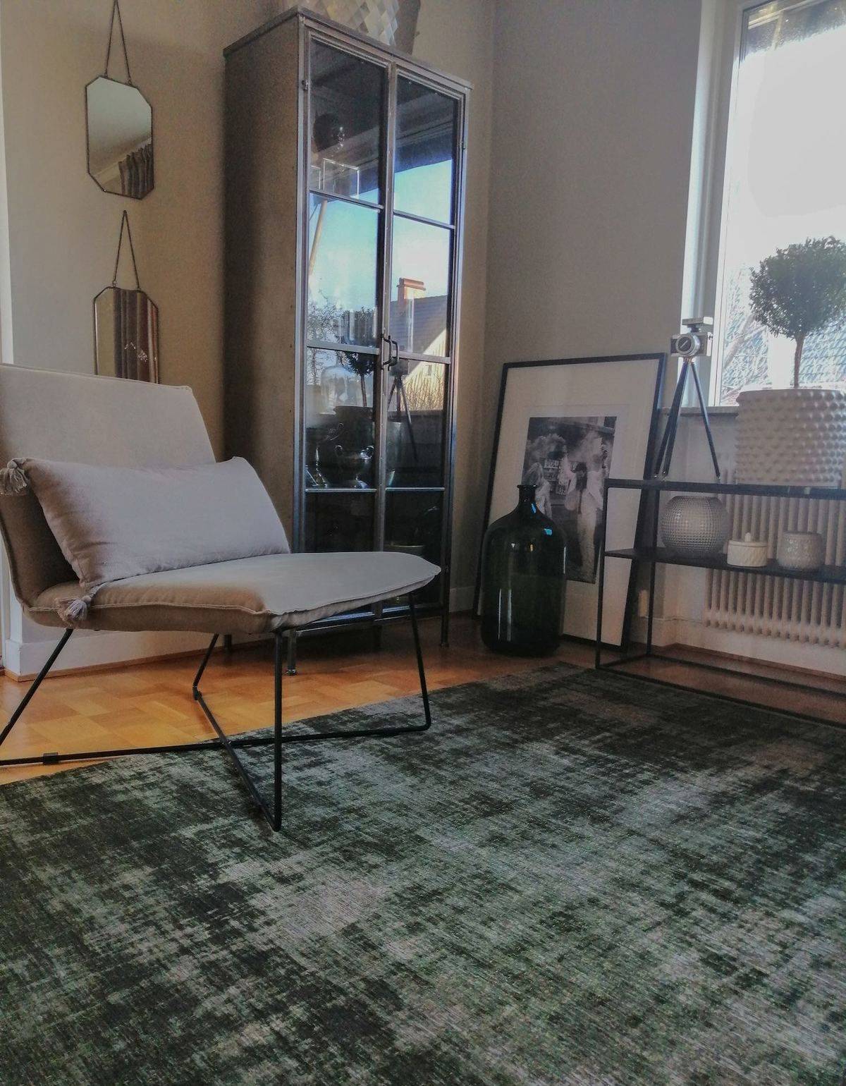 Chenille Rubi - 80 x 350 cm - Grön - (Tunn, Lättstädad) (80 x 350 cm)