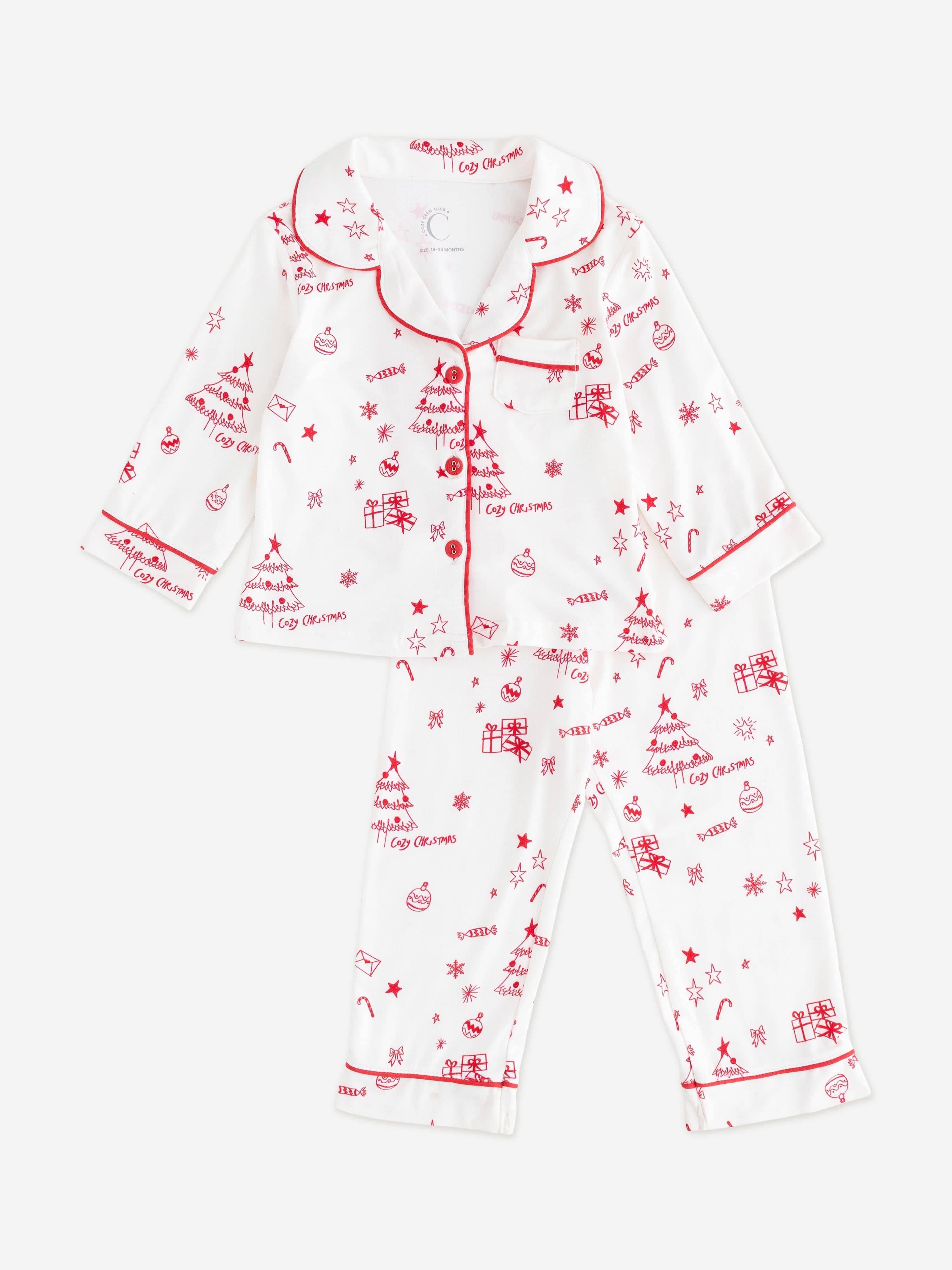 Cozy Crew Club Kids Mini COZY Fa La La Christmas Pyjamas in Red - Red / 2 - 3 Years (2 - 3 Years)