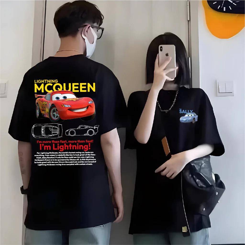 Sommar Rolig Sally Im Blixten McQueen Bil Herr Dam T-shirt Toppar Bomullskläder Kärlekspresent Bomullstryckt Par T-shirt cm gray