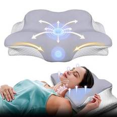 1pc Memory Foam Pillows, Butterfly Shaped Relaxing Cervical Slow Rebound Neck Pillow, Memory Foam Cervical Cooling Pillow Sleeping Orthopedic Pillow B - Grey - one-size