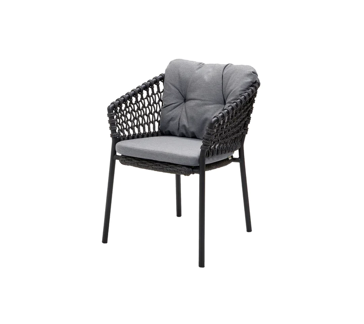 Ocean stol | Udendørs Grey, Cane-line Natté Cane-line Soft Rope, Dark grey.