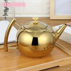 Tjockare 304 rostfritt stål vattenkokare hotell tekanna med filter hotell kaffekanna restaurang induktion spis spis vattenkokare - silver- 1.5l