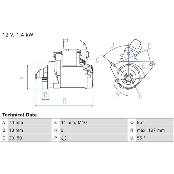 Startmotor 12V BOSCH - toyota - OE 28100 0N040
