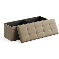Foldbar opbevaringspuf, brun, 110 x 38 x 38 cm, stor kapacitet og bæreevne op til 300 kg