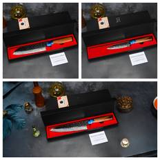 TEMU Set Of 3 Kitchen Knives, Professional Damascus Kitchen Knife Set, 67-layer Damascus Steel Japanese Knife - Chef's Knife, Knife, 15cm Utility Fruit Knife