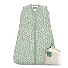 molis&co – babysovsäck 2,5–95 cm (18–36 månader) – perfekt för vinter – 100 % bomull (Oeko-Tex 100) – vadderad, mjuk och varm – grön trädgård