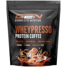 Wheypresso Protein Coffee - Eiweiß-Pulver mit Whey-Konzentrat & Isolat - Mit echtem Kaffee & Koffein – Cremiger High Protein Drink - (908 g, Caramel Flavour)