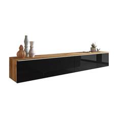 Concept 55 Cuguen Tv-skåp 180 cm Vit LED - Natur/Svart TV bänk & mediabänk Svart,Natur